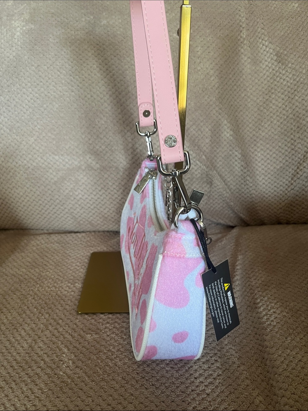 Von Dutch Pink & White Cowprint Mini Shoulder Bag New Without Tags - Picture 2 of 10